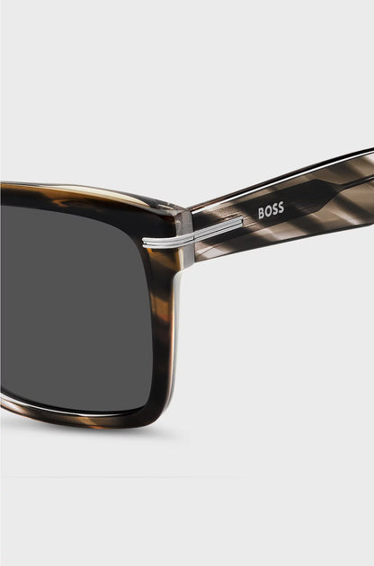 PATTERNED-ACETATE SUNGLASSES WITH SILVER-TONE TRIMS