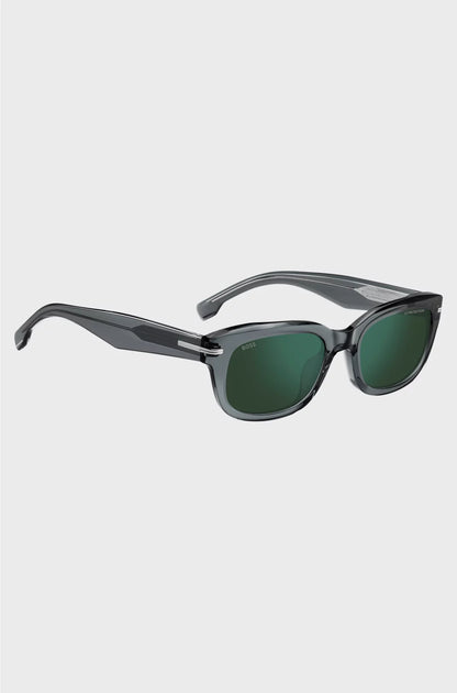 GREY-ACETATE SUNGLASSES WITH GREEN LENSES