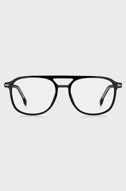 BLACK-ACETATE OPTICAL FRAMES WITH SILVER-TONE TRIMS