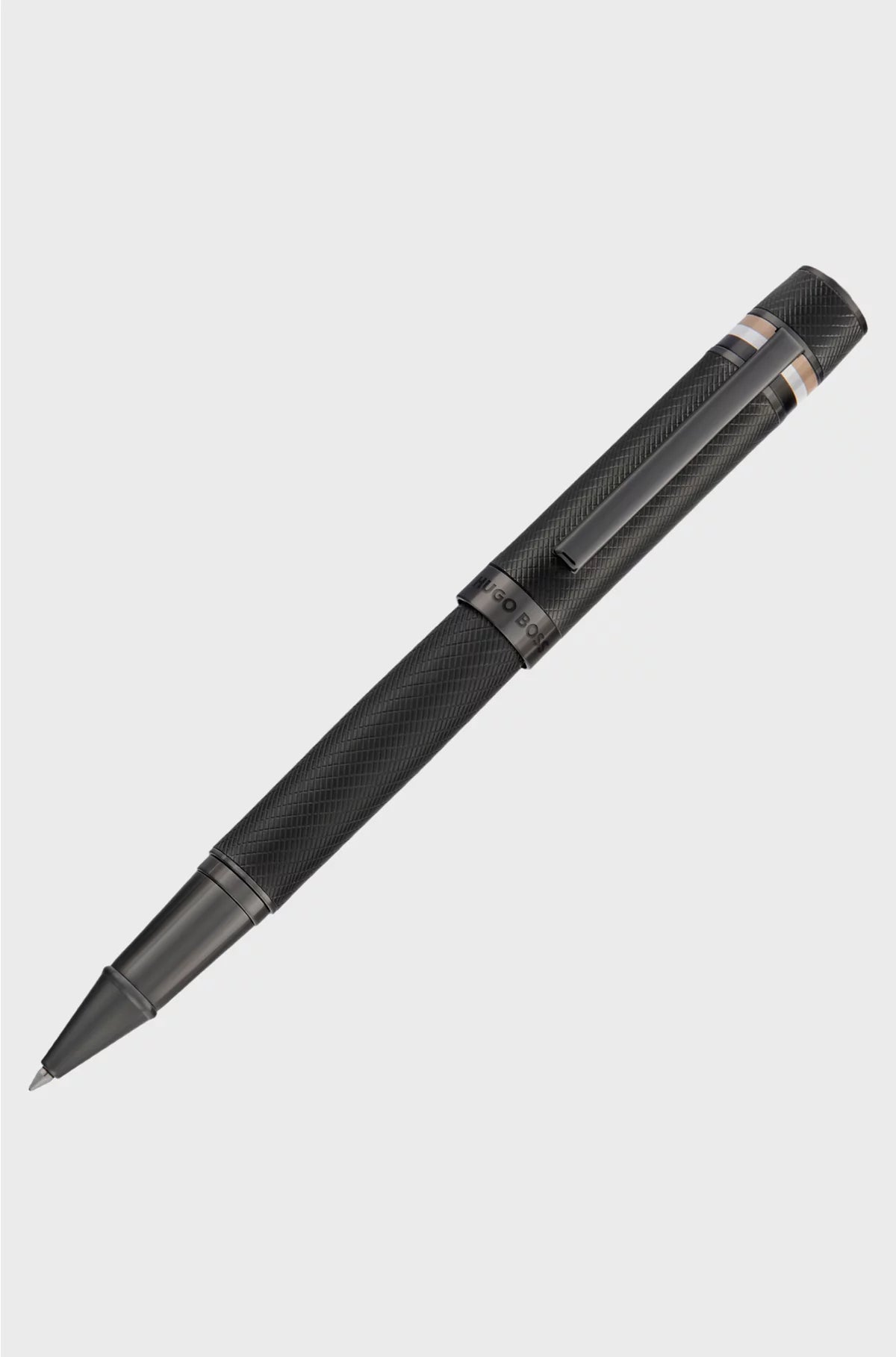 TEXTURED-BARREL ROLLERBALL PEN WITH SIGNATURE-STRIPE RING
