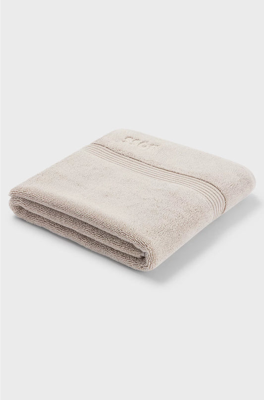 BEIGE AEGEAN-COTTON BATH MAT WITH TONAL LOGO