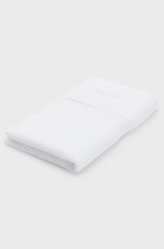 WHITE AEGEAN-COTTON GUEST TOWEL WITH TONAL LOGO