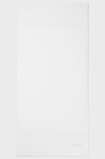 WHITE AEGEAN-COTTON HAND TOWEL WITH TONAL LOGO