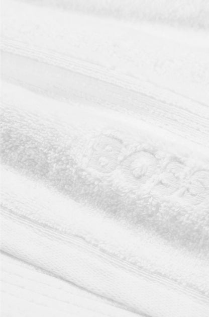 WHITE AEGEAN-COTTON HAND TOWEL WITH TONAL LOGO