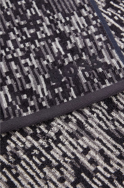 JACQUARD HAND TOWEL WITH SATEEN BORDER BY BOSS
