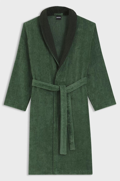 COTTON VELVET DRESSING GOWN WITH DOUBLE B MONOGRAM