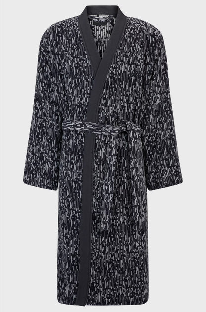 COTTON-JACQUARD DRESSING GOWN WITH EMBROIDERED LOGO
