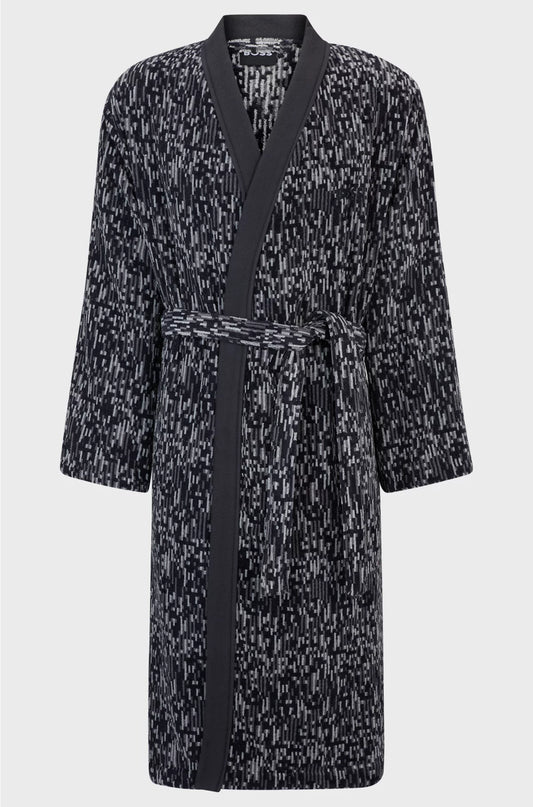 COTTON-JACQUARD DRESSING GOWN WITH EMBROIDERED LOGO