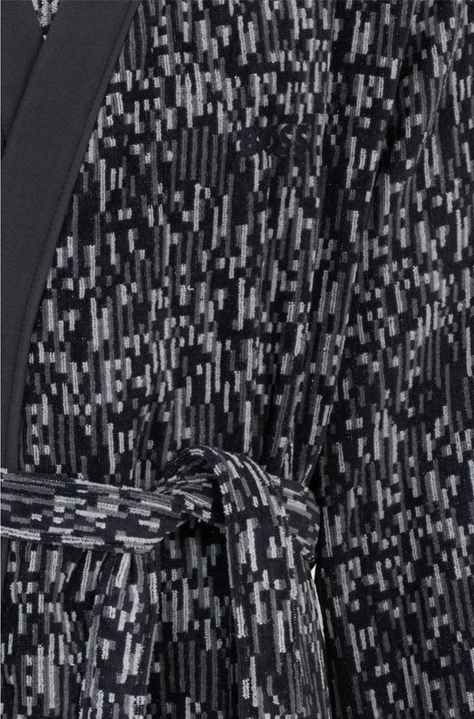 COTTON-JACQUARD DRESSING GOWN WITH EMBROIDERED LOGO