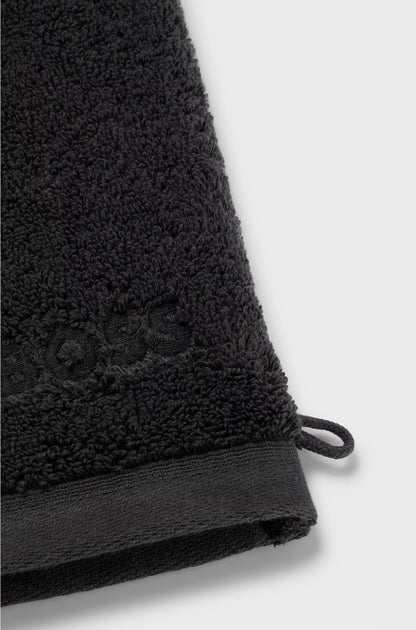 BLACK AEGEAN-COTTON WASHING MITT WITH TONAL LOGO